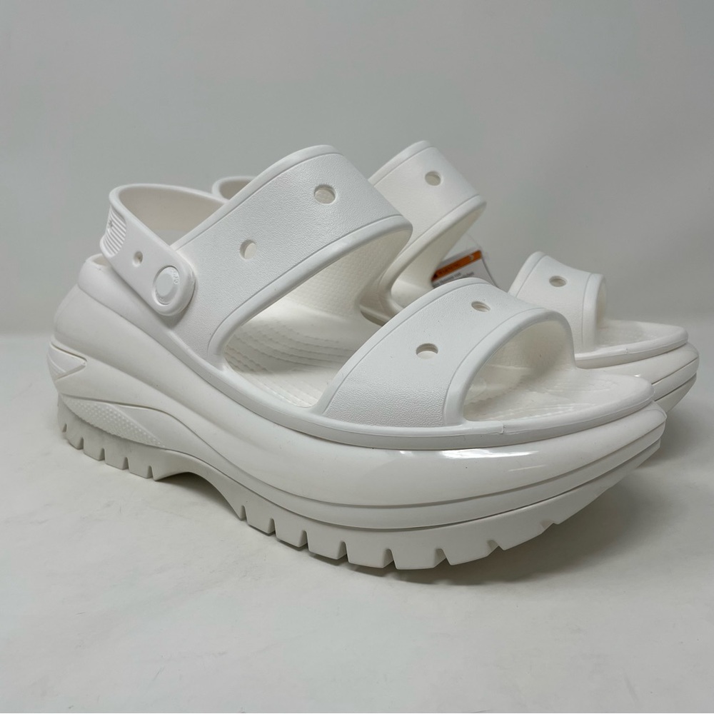 New Crocs Classic Mega Crush Sandal White 207989-100 High Heel Mens 9 Wmns 11
